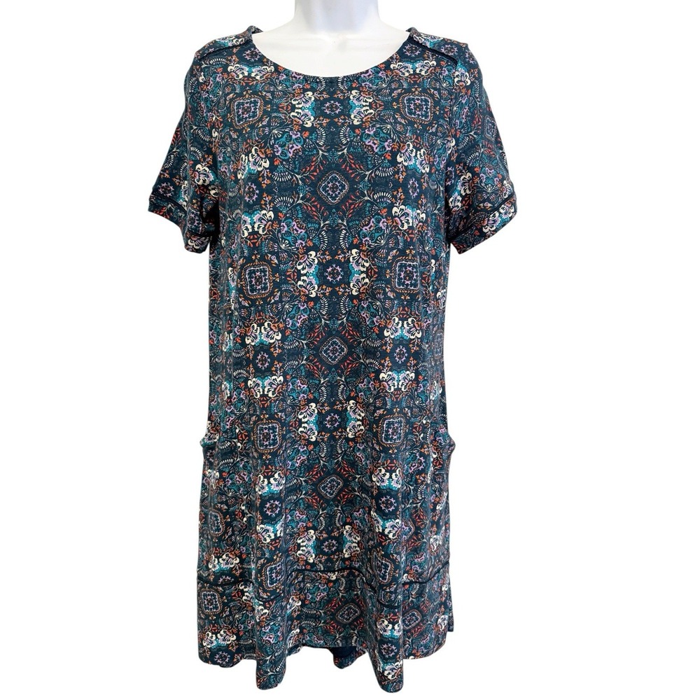 NWT Fat Face Simone Dress 6 Mirrored Jersey Teal UK 10 Pockets Boho - Picture 2 of 16